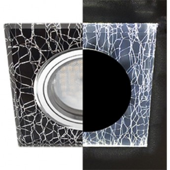 Светильник ECOLA MR16 LD1651 GU5.3 Glass Стекло с подсветкой Квадрат скошенный край Колотый лед на черном / Хром 25x90x90 (кd74)